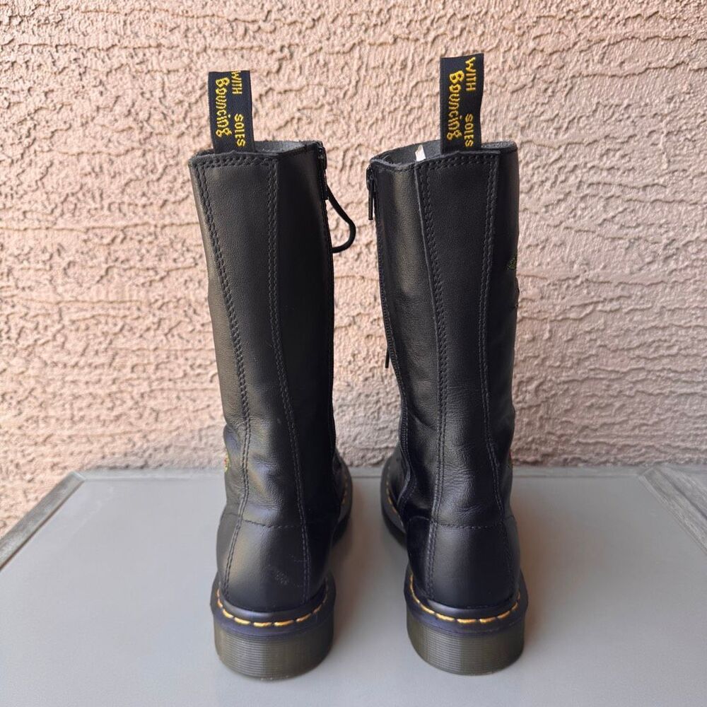 Dr Martens 1914 Vonda 14 Eye Lace Up Tall Boots Black Red Rose Womens 7US/38EU - Picture 4 of 16